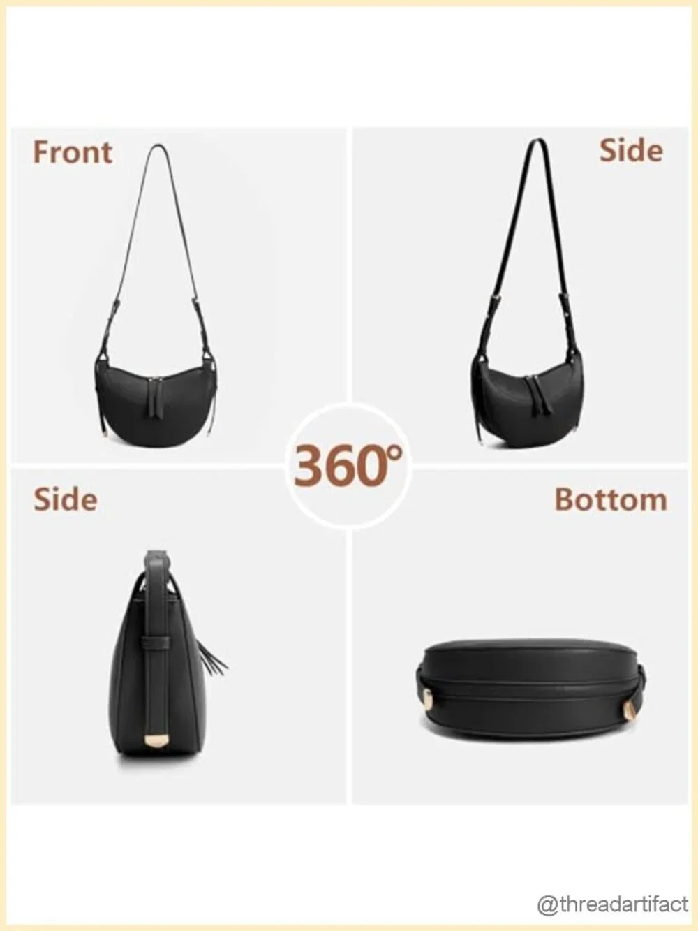Grain Faux Leather Adjustable Saddle Crossbody Bag for Women